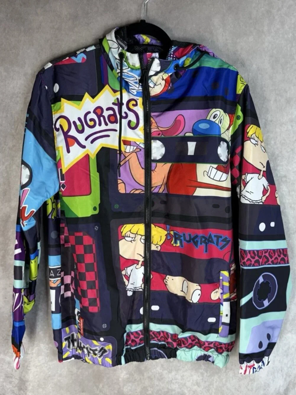 Members Only x Nickelodeon Ren Stimpy Rugrats All Over Print Jacket Men's Sz S - Picture 1 of 6